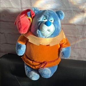Blue Bear Plush with Red and Orange Accents